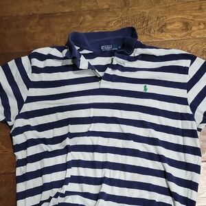 Polo by Ralph Lauren Navy and White Striped Men's Shirt